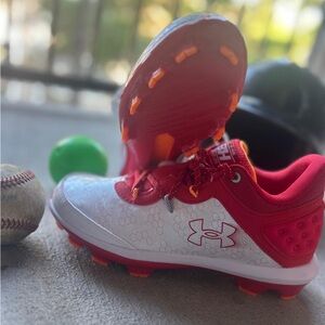 Under Armour Kids Red and White Sneakers